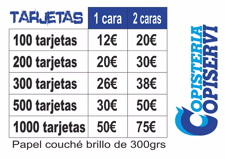 precios tarjetas de visita